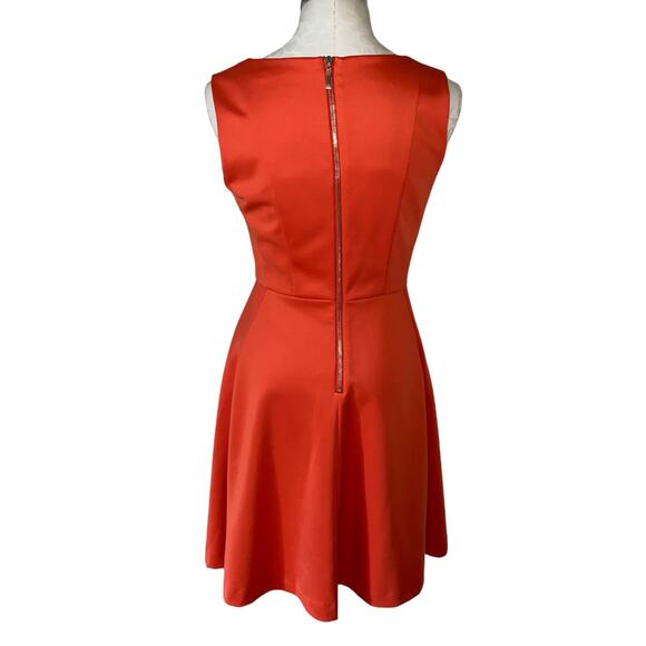 Gibson Latimer Sleeveless Fit & Flare Split Neck Mini Dress Orange Size Small - Picture 3 of 7